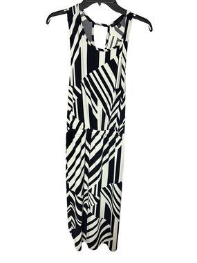 NWT XL Banana Republic Factory Black/White Geometric Maxi Dress, CrissCross Back